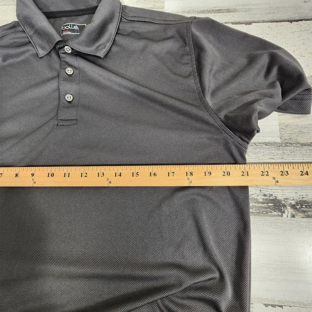 Bolle Polo Shirt Mens Medium Gray Textured Short Sleeve Performance Golf